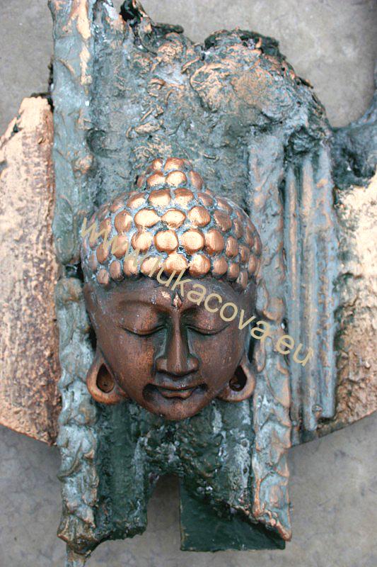 Sádrová hlava Budha 1/2 HLAVA XL, 15x10cm (0161)