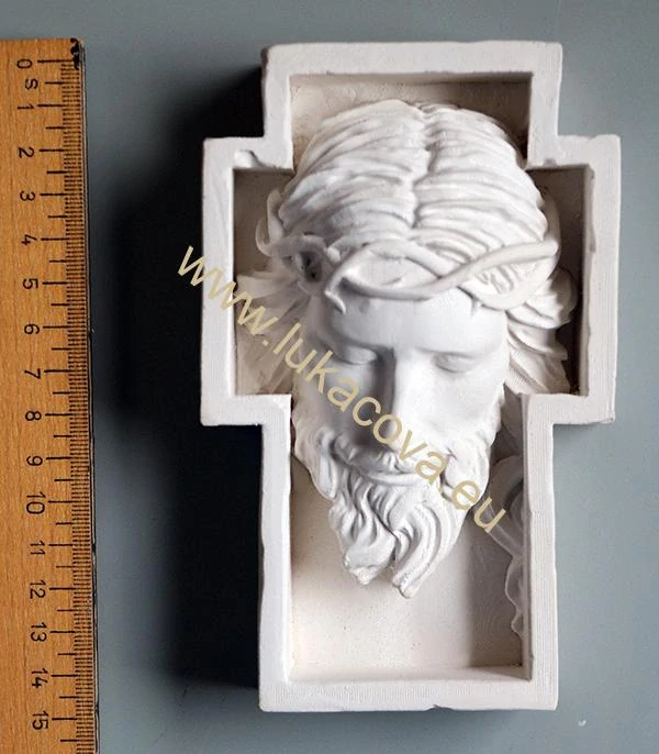 Sádrová hlava reliéf JEŽÍŠ, 15 x 9cm