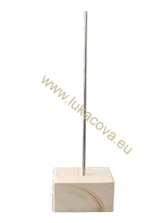 Podstavec dřevo + drát, 8x8cm, v.30cm (0127)