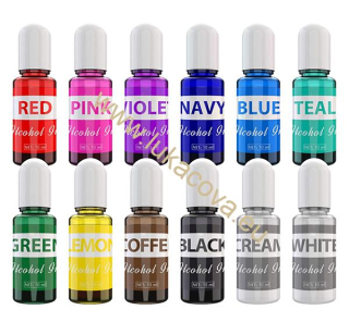 Alkoholové inkousty - lihové barvy, sada 12x10ml